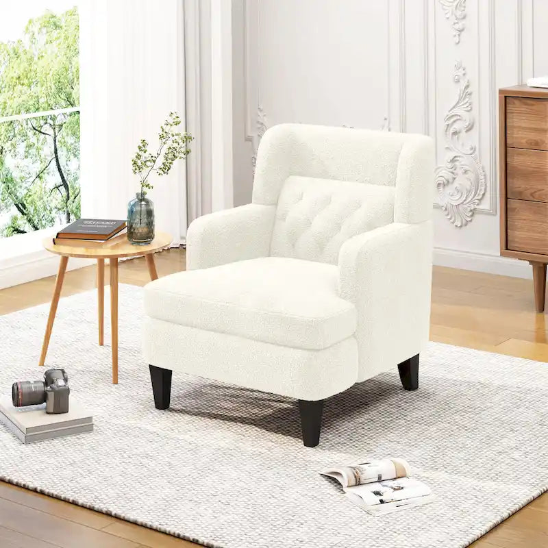 Fauteuil d'appoint en tissu moderne avec dossier rembourré - Brun roux, gris foncé et beige