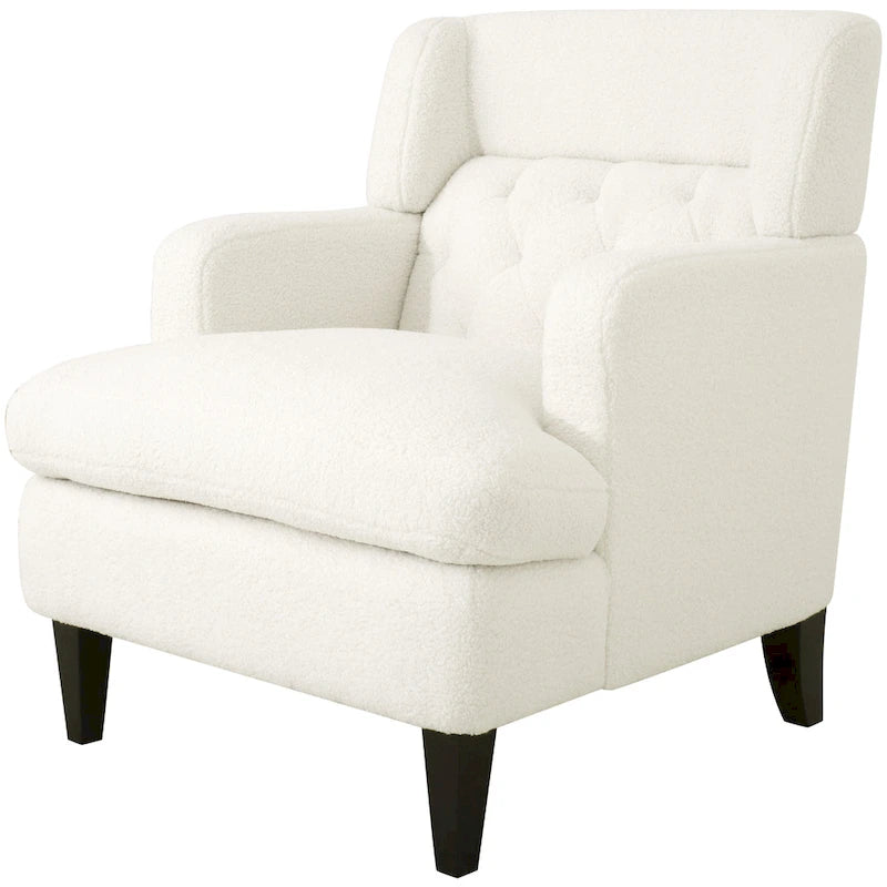 Fauteuil d'appoint en tissu moderne avec dossier rembourré - Brun roux, gris foncé et beige