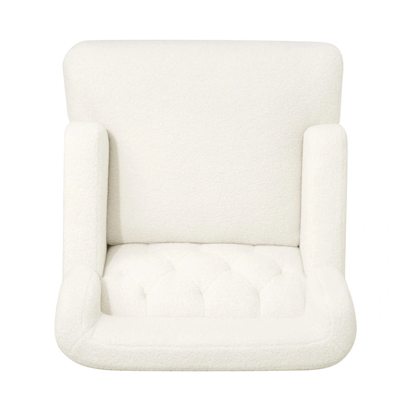 Fauteuil d'appoint en tissu moderne avec dossier rembourré - Brun roux, gris foncé et beige