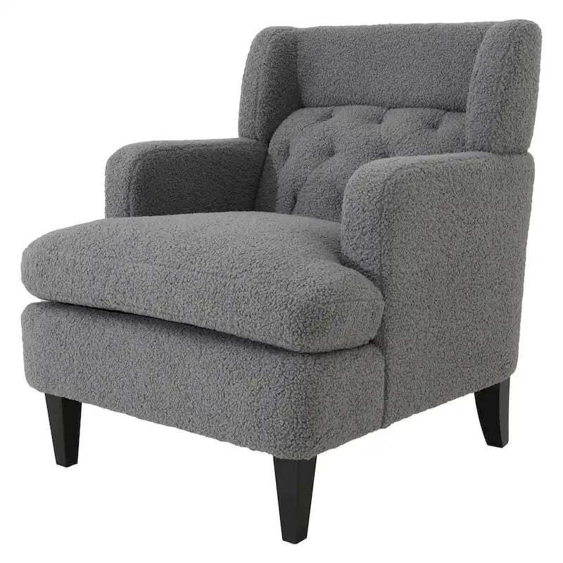 Fauteuil d'appoint en tissu moderne avec dossier rembourré - Brun roux, gris foncé et beige