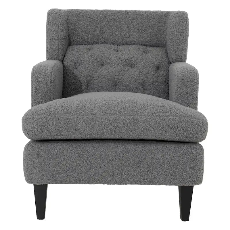 Fauteuil d'appoint en tissu moderne avec dossier rembourré - Brun roux, gris foncé et beige