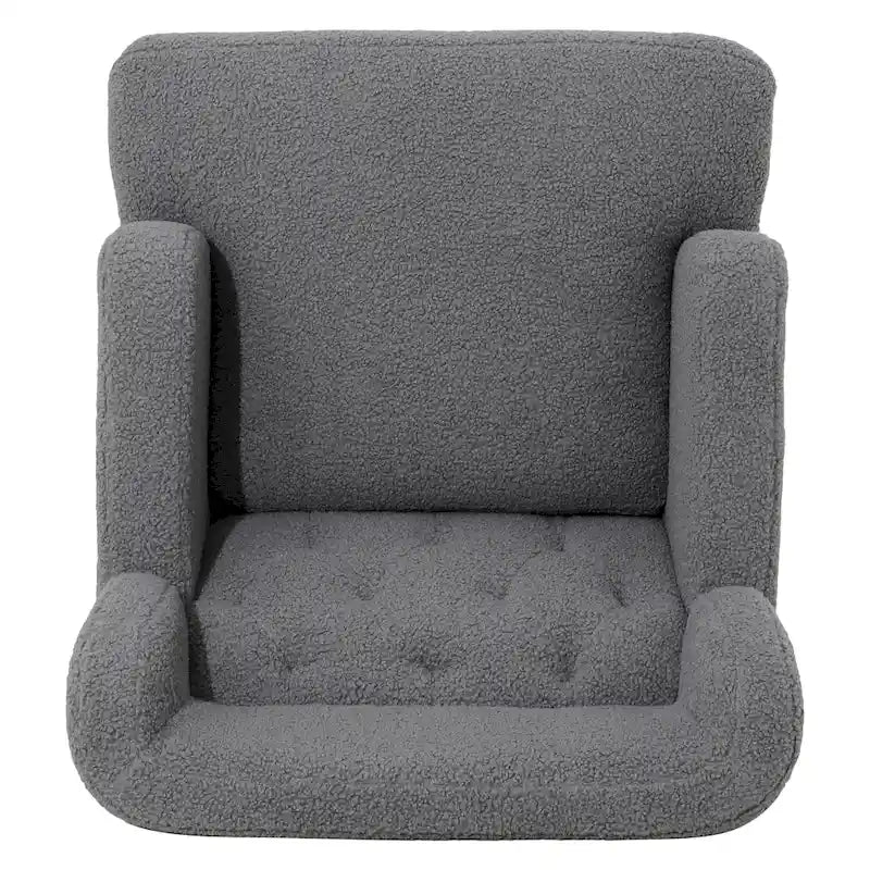 Fauteuil d'appoint en tissu moderne avec dossier rembourré - Brun roux, gris foncé et beige