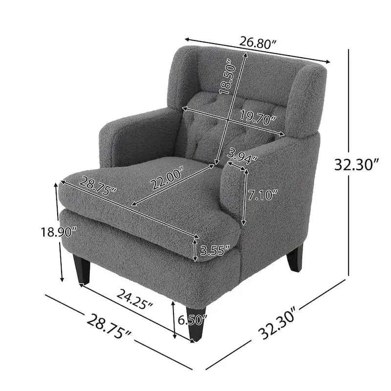 Fauteuil d'appoint en tissu moderne avec dossier rembourré - Brun roux, gris foncé et beige