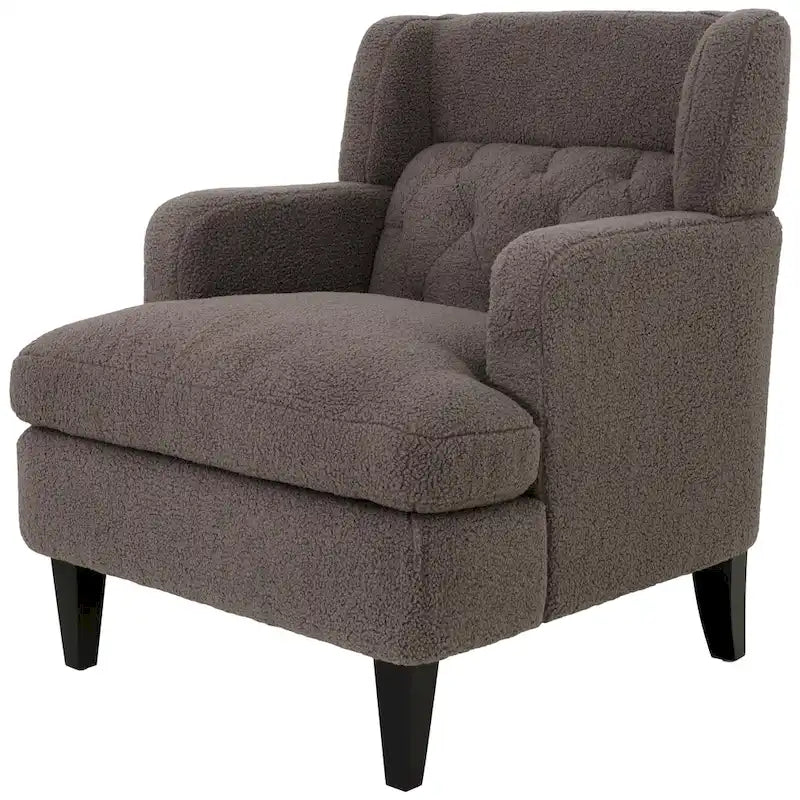 Fauteuil d'appoint en tissu moderne avec dossier rembourré - Brun roux, gris foncé et beige