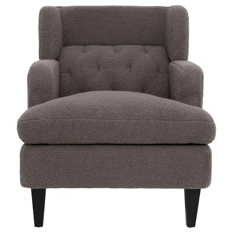 Fauteuil d'appoint en tissu moderne avec dossier rembourré - Brun roux, gris foncé et beige