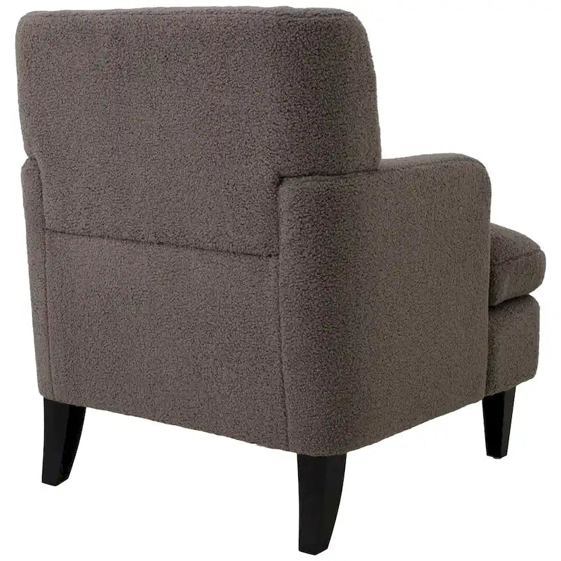 Fauteuil d'appoint en tissu moderne avec dossier rembourré - Brun roux, gris foncé et beige
