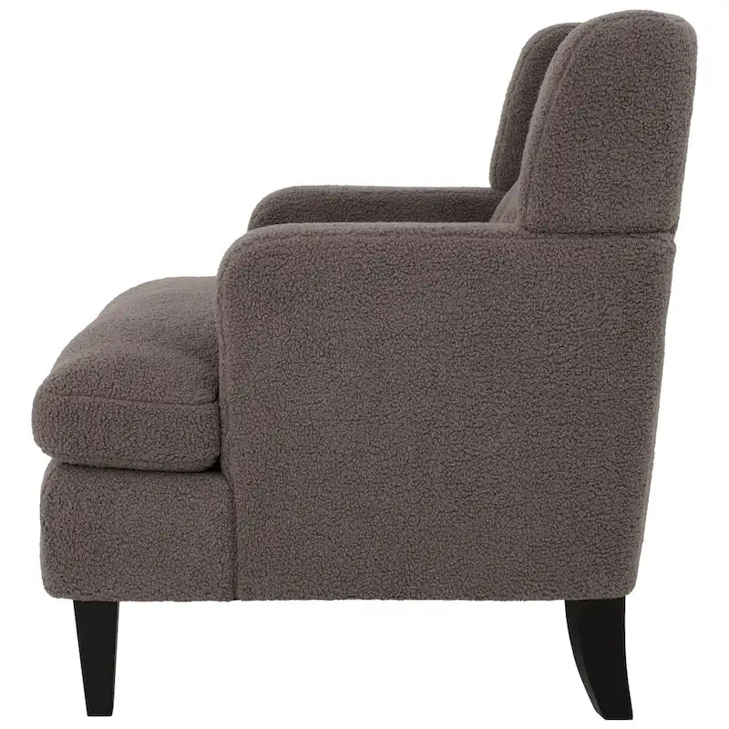 Fauteuil d'appoint en tissu moderne avec dossier rembourré - Brun roux, gris foncé et beige