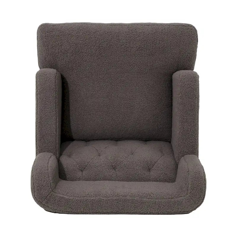 Fauteuil d'appoint en tissu moderne avec dossier rembourré - Brun roux, gris foncé et beige