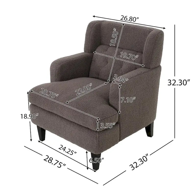 Fauteuil d'appoint en tissu moderne avec dossier rembourré - Brun roux, gris foncé et beige