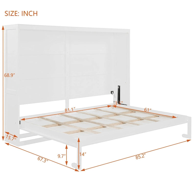 Lit escamotable Queen Size avec mécanisme à double piston, sans sommier à ressorts