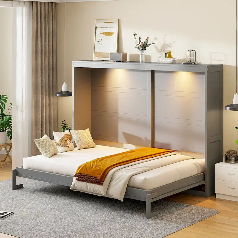 Lit escamotable Queen Size avec mécanisme à double piston, sans sommier à ressorts