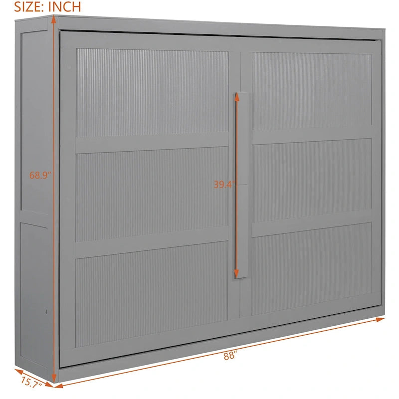 Lit escamotable Queen Size avec mécanisme à double piston, sans sommier à ressorts
