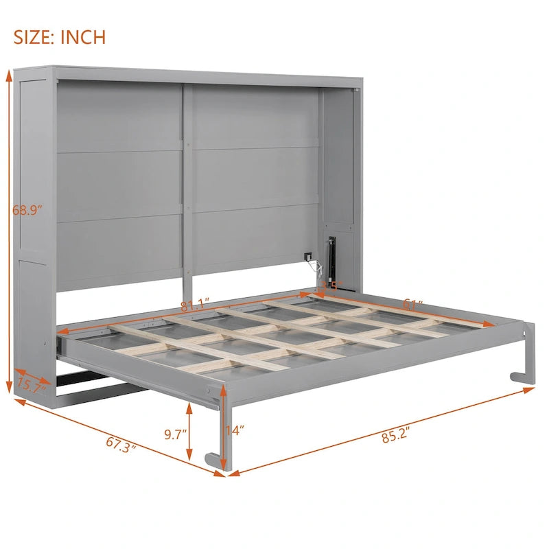 Lit escamotable Queen Size avec mécanisme à double piston, sans sommier à ressorts