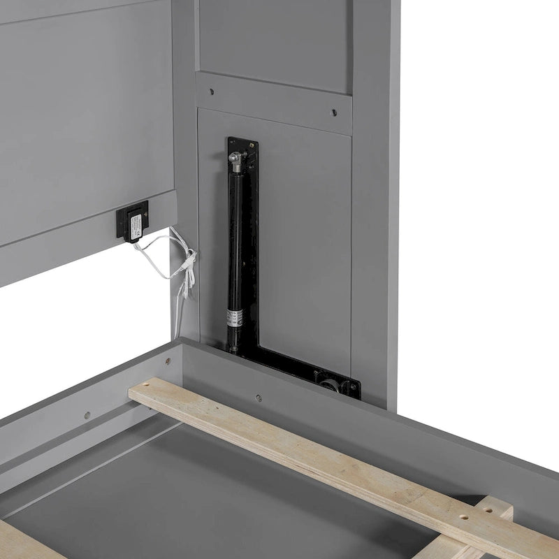Lit escamotable Queen Size avec mécanisme à double piston, sans sommier à ressorts