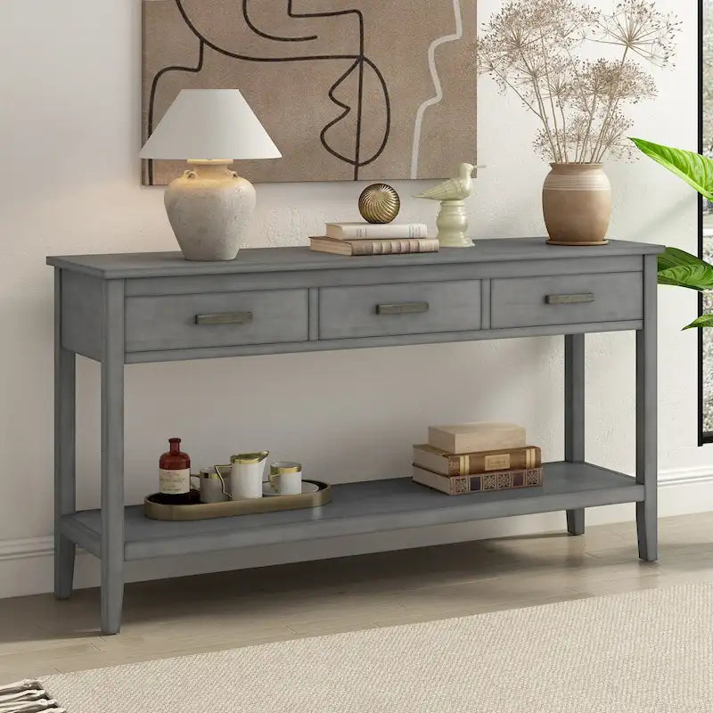 Console contemporaine à 3 tiroirs avec 1 étagère