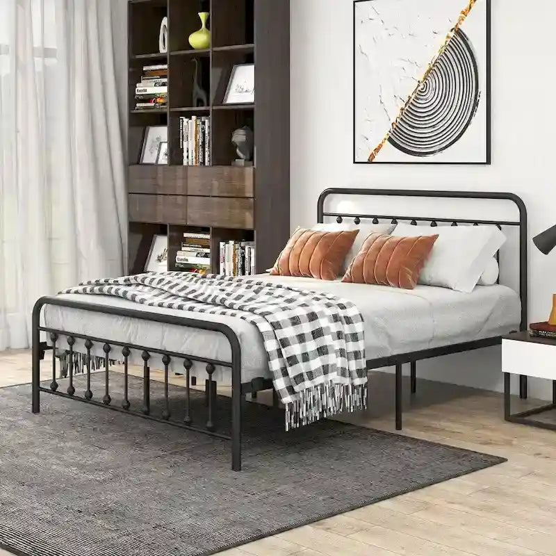Cadre de lit en métal plateforme Queen Size