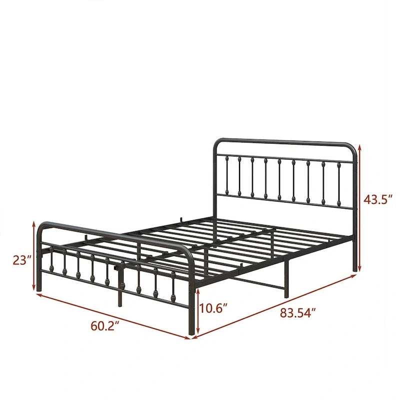 Cadre de lit en métal plateforme Queen Size