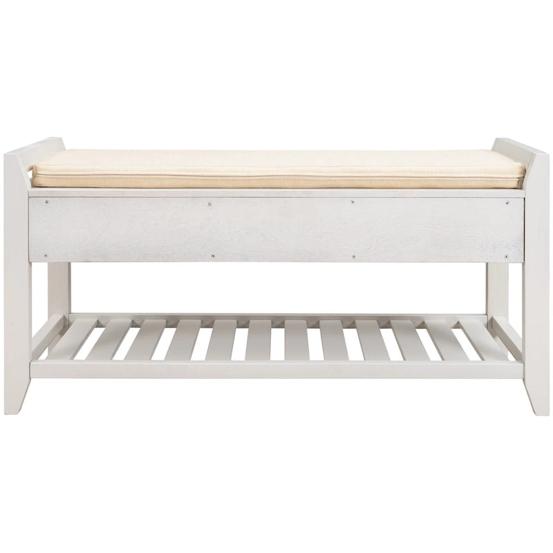 Étagère à chaussures en bois massif de 99 cm avec siège rembourré et tiroirs, banc de rangement multifonctionnel pour entrée, ottoman pour salon, couloir
