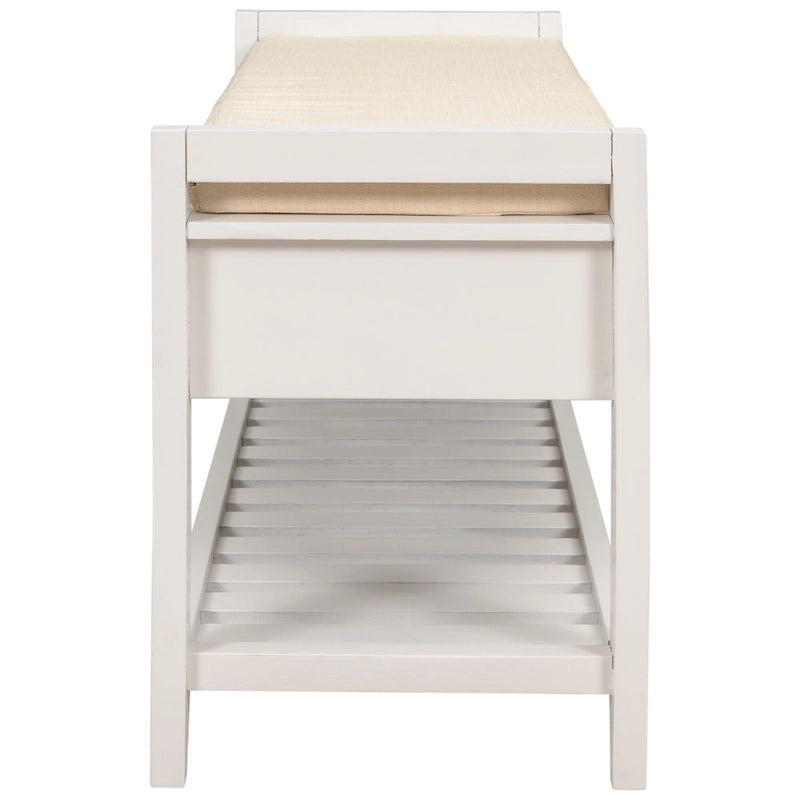 Étagère à chaussures en bois massif de 99 cm avec siège rembourré et tiroirs, banc de rangement multifonctionnel pour entrée, ottoman pour salon, couloir