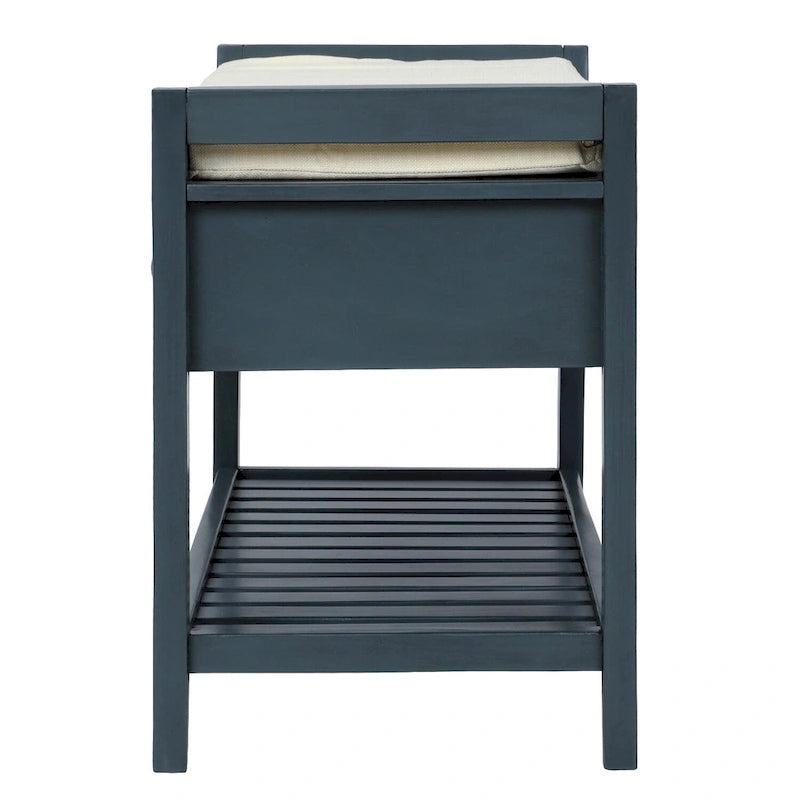 Étagère à chaussures en bois massif de 99 cm avec siège rembourré et tiroirs, banc de rangement multifonctionnel pour entrée, ottoman pour salon, couloir
