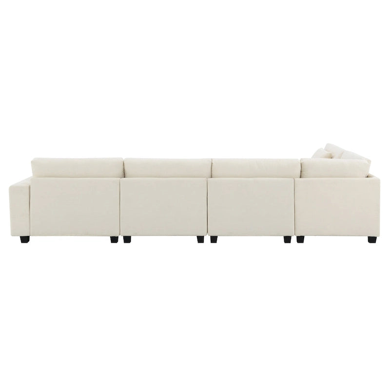 Canapé sectionnel en U 128" en chenille avec rangement et USB