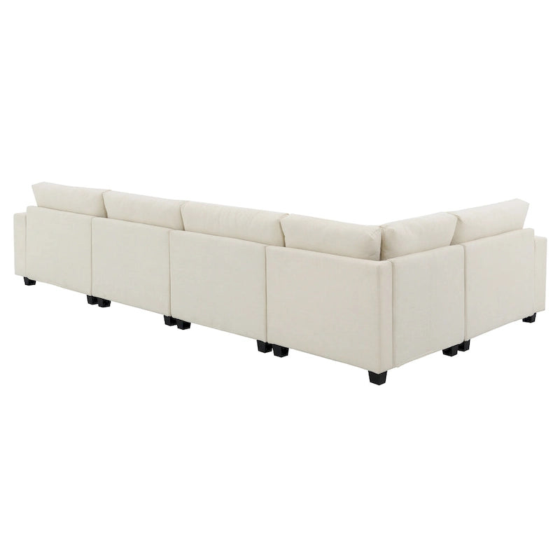 Canapé sectionnel en U 128" en chenille avec rangement et USB