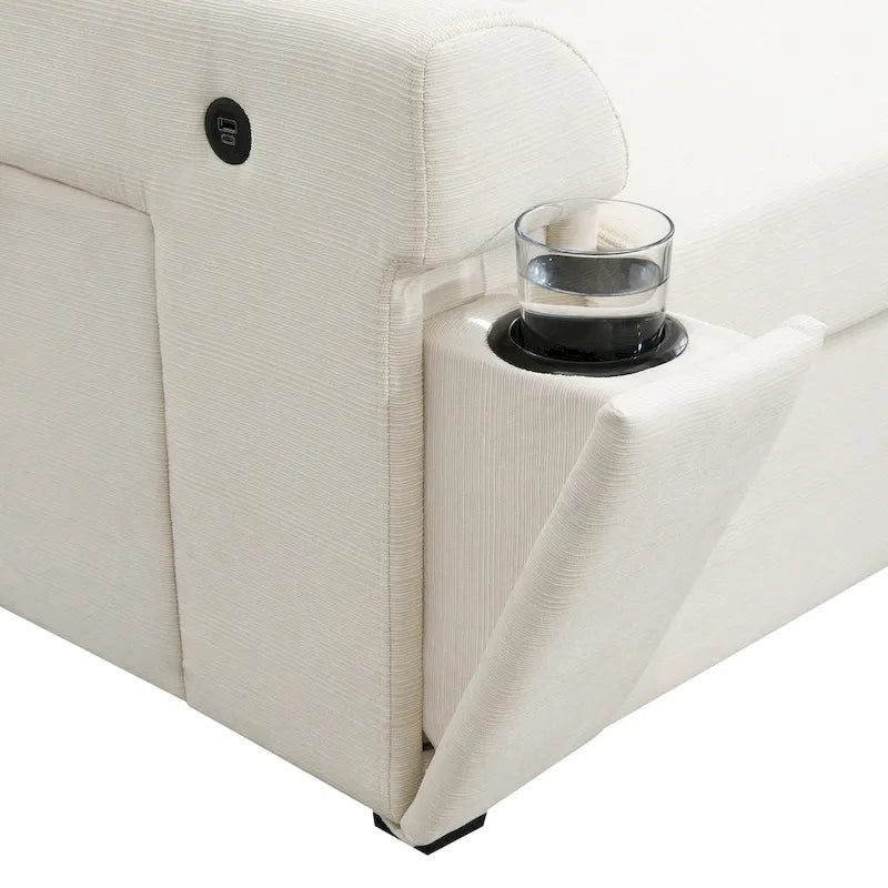 Canapé sectionnel en U 128" en chenille avec rangement et USB