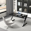 Bureau de jeu et d'étude professionnel avec pieds en Z en verre trempé et câble USB intégré
