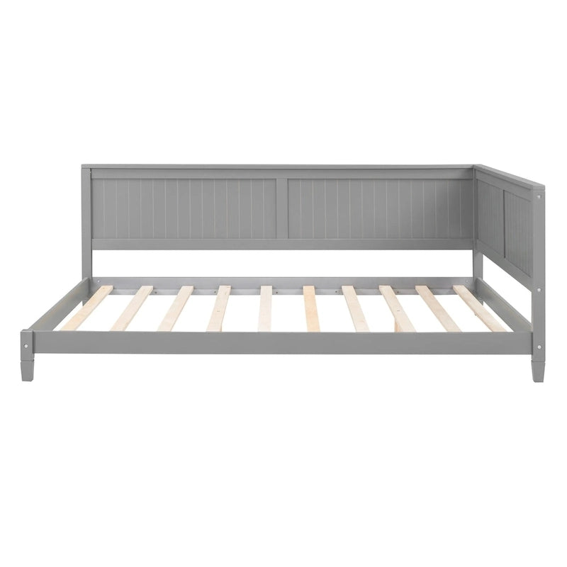Lit banquette/canapé-lit en bois pleine grandeur, gris