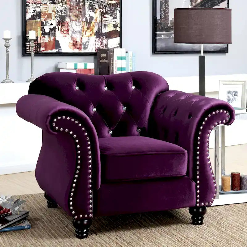Fauteuil rembourré capitonné en tissu traditionnel