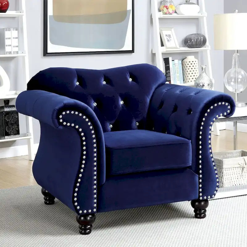 Fauteuil rembourré capitonné en tissu traditionnel