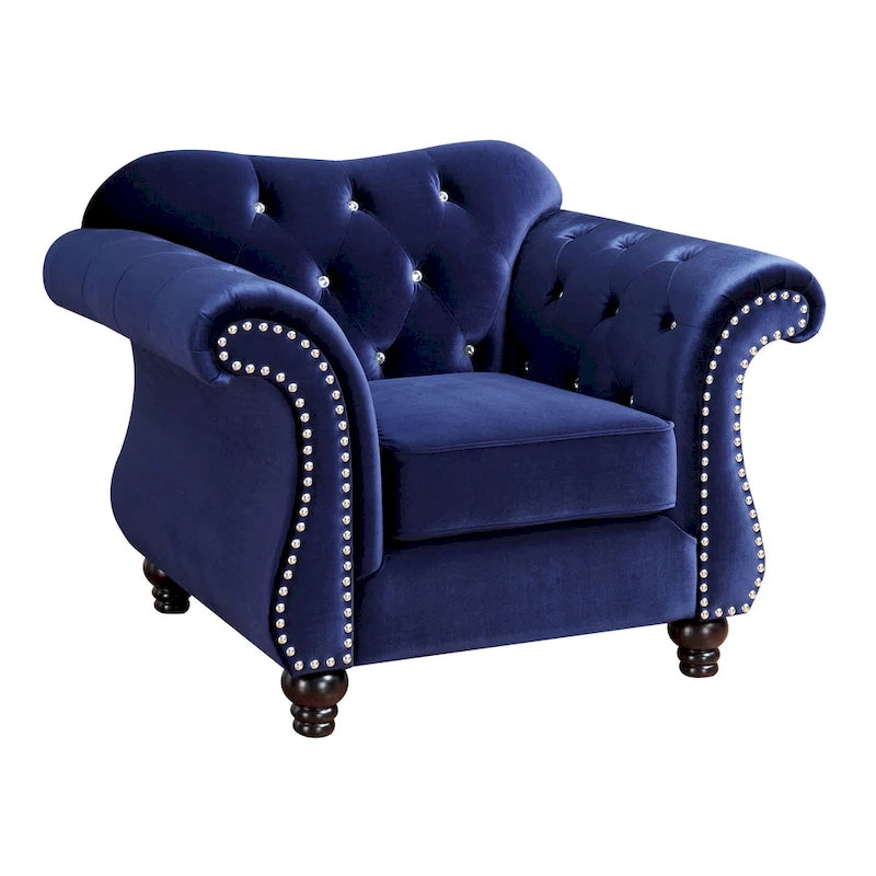 Fauteuil rembourré capitonné en tissu traditionnel