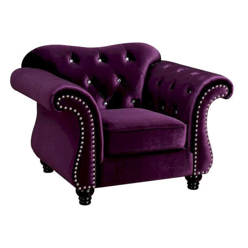 Fauteuil rembourré capitonné en tissu traditionnel