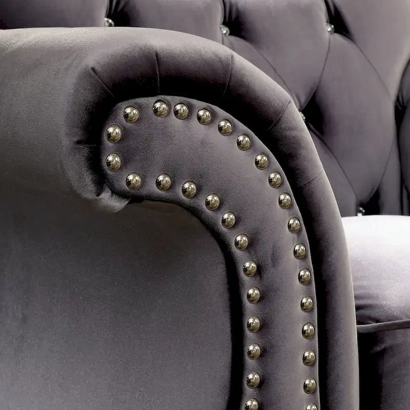 Fauteuil rembourré capitonné en tissu traditionnel
