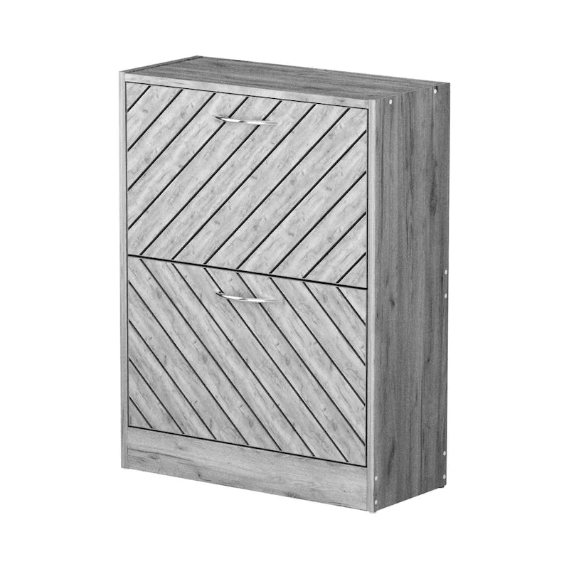 Meuble de rangement à chaussures autoportant à 2 tiroirs basculants