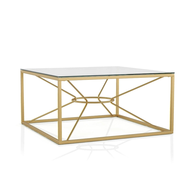 Table basse Glam en acier et verre de 35 pouces, revêtement doré