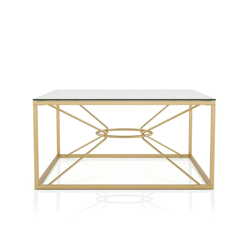 Table basse Glam en acier et verre de 35 pouces, revêtement doré