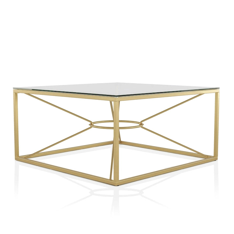 Table basse Glam en acier et verre de 35 pouces, revêtement doré