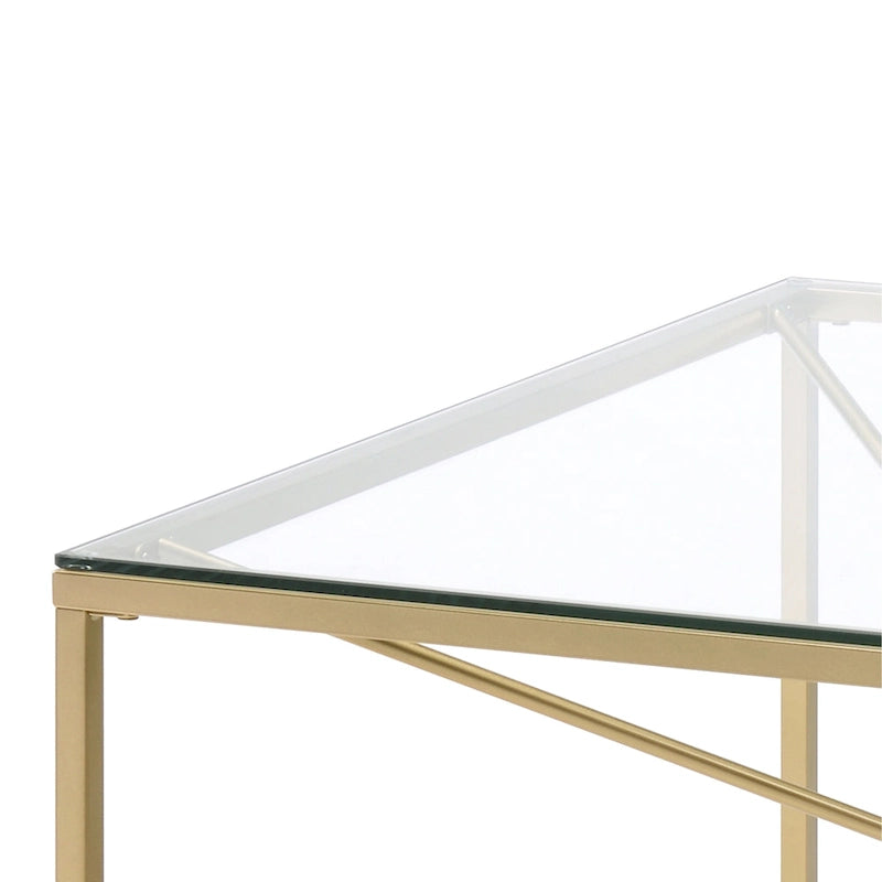 Table basse Glam en acier et verre de 35 pouces, revêtement doré