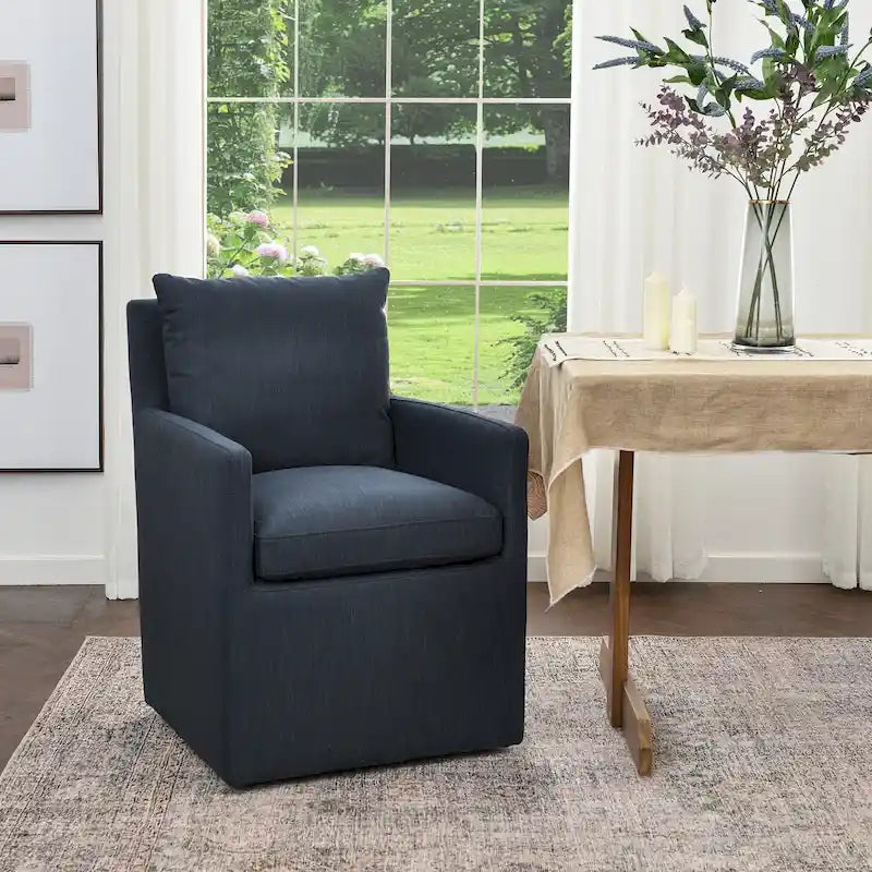 Fauteuil de salle à manger roulant rembourré en tissu haute performance de 25 po