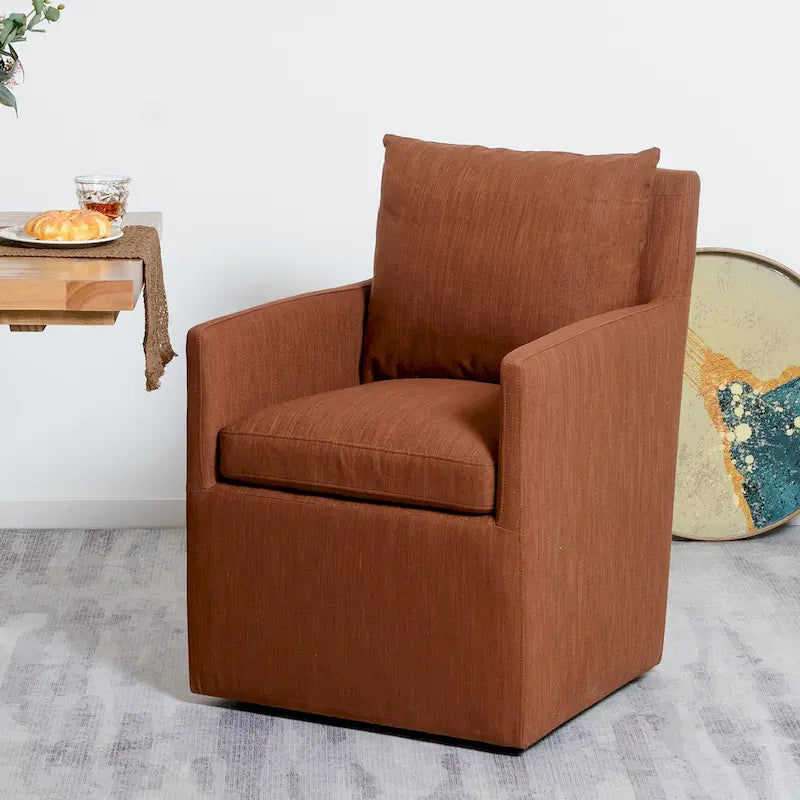 Fauteuil de salle à manger roulant rembourré en tissu haute performance de 25 po