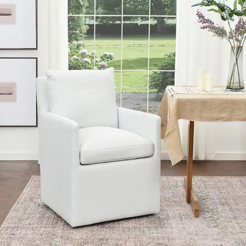 Fauteuil de salle à manger roulant rembourré en tissu haute performance de 25 po