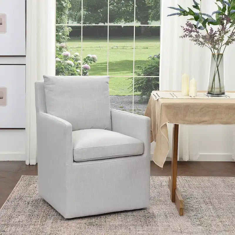 Fauteuil de salle à manger roulant rembourré en tissu haute performance de 25 po