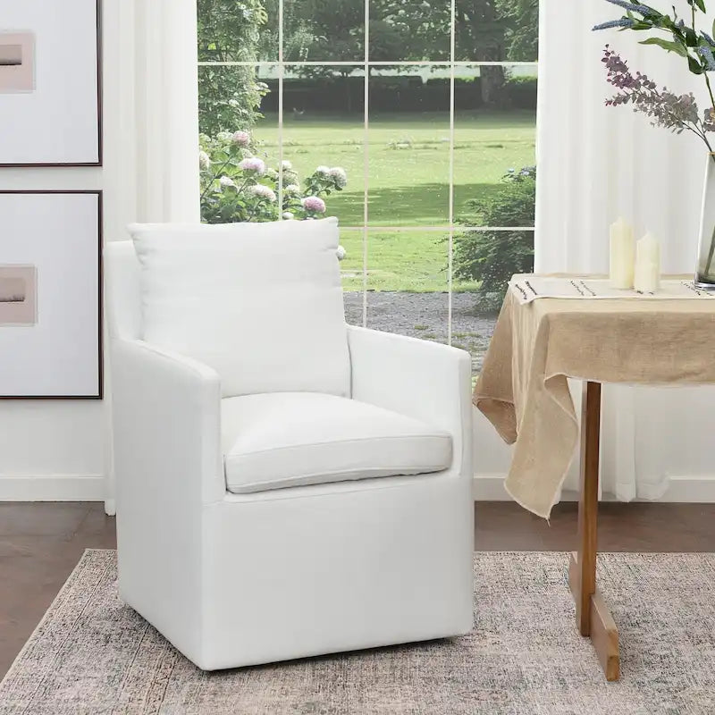 Fauteuil de salle à manger roulant rembourré en tissu haute performance de 25 po