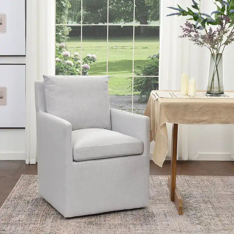 Fauteuil de salle à manger roulant rembourré en tissu haute performance de 25 po