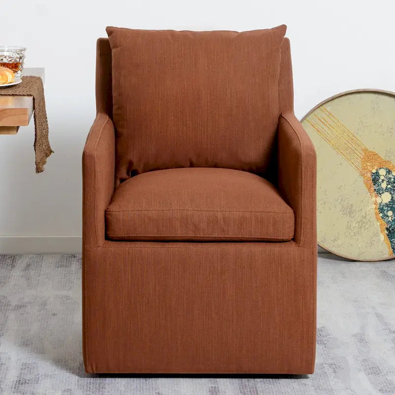 Fauteuil de salle à manger roulant rembourré en tissu haute performance de 25 po