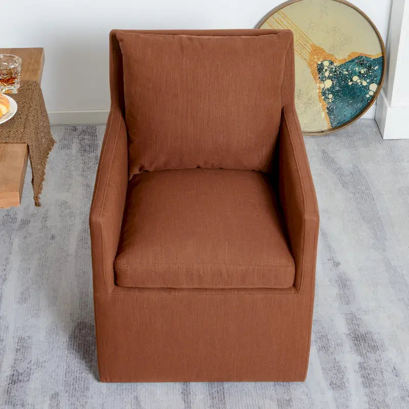Fauteuil de salle à manger roulant rembourré en tissu haute performance de 25 po