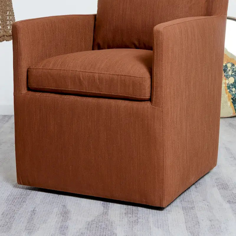 Fauteuil de salle à manger roulant rembourré en tissu haute performance de 25 po