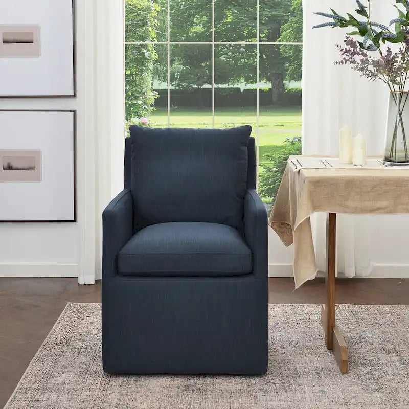 Fauteuil de salle à manger roulant rembourré en tissu haute performance de 25 po