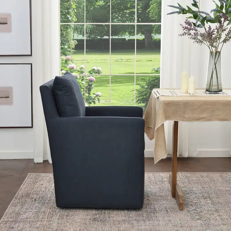 Fauteuil de salle à manger roulant rembourré en tissu haute performance de 25 po